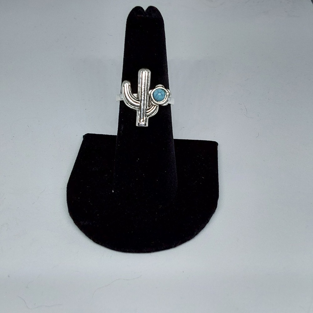 Women's Bohemian Western Retro Zinc Natural Turquoise Inlaid‎ Stone Ring Size 7